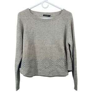 Troubadour Size L Women's Sweater Cream Viscose Wool Cashmere Blend Crochet Boxy